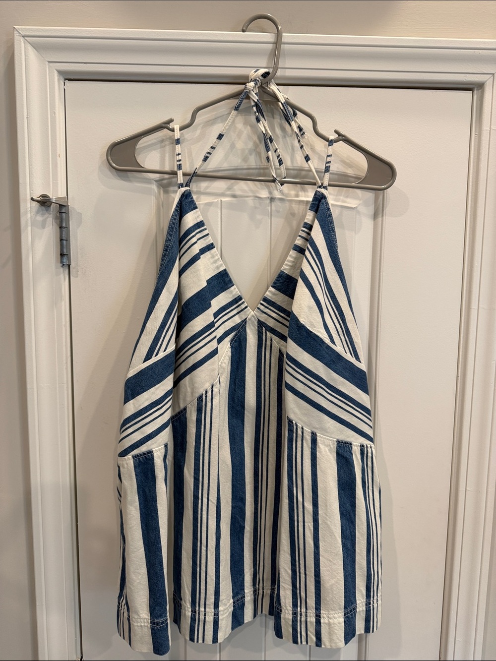 Universal Thread Blue and White Striped Halter Tank Top